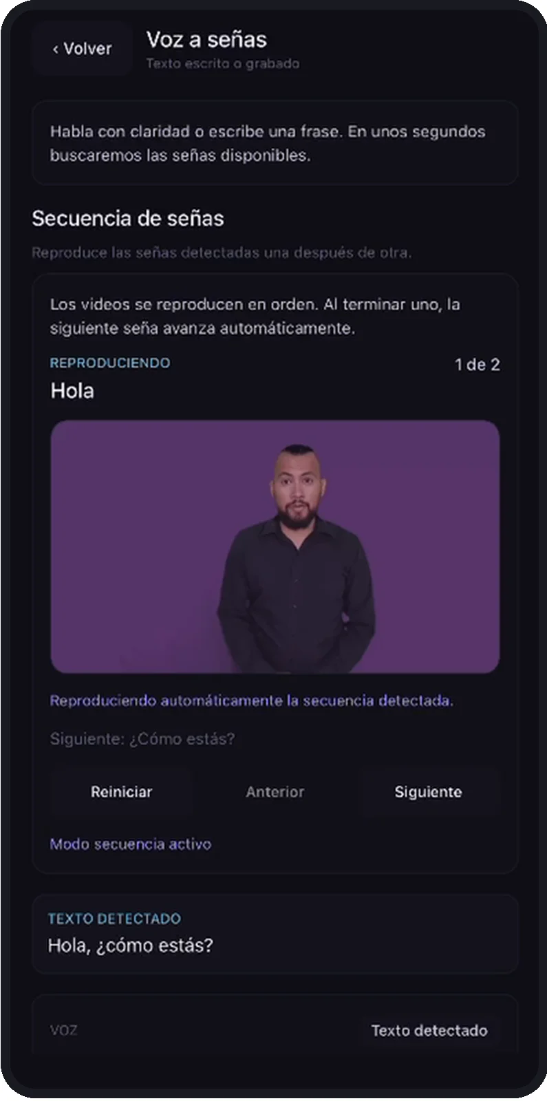 Fig. 3b: segunda captura de la app SignBridge.
